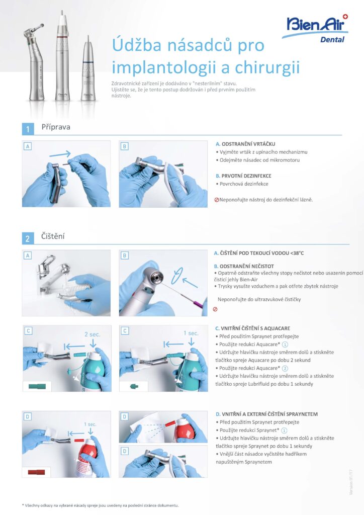 Údržba násadců Bien-Air pro implantologii a chirurgii